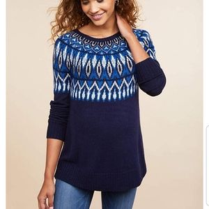 Women's Maternity Long Sleeve Crew Neck Fairisle